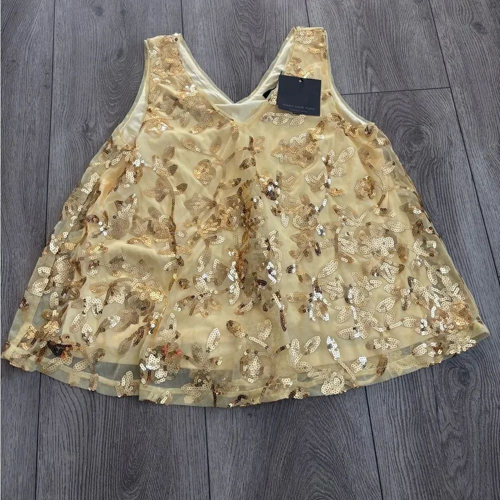 Marc New York Gold Sequin Sleeveless Top